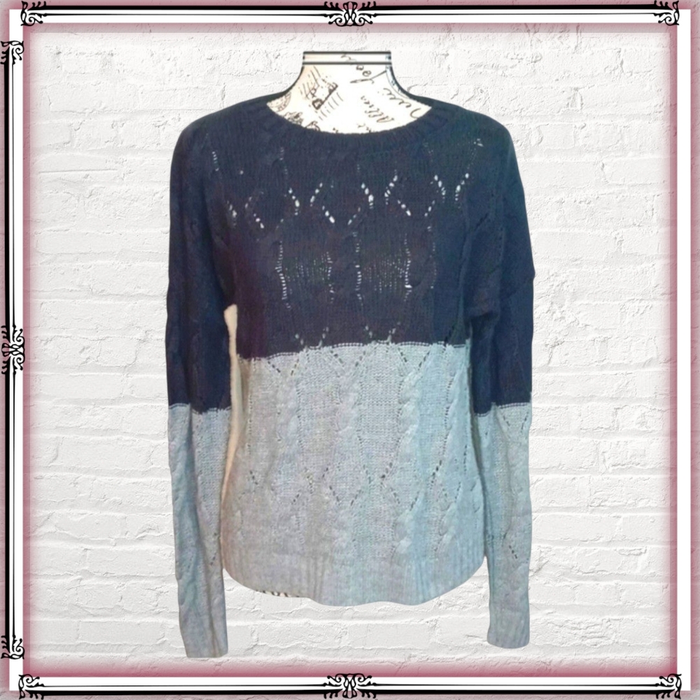 Anthropologie Cable Knit Color Block Sweater Size XS